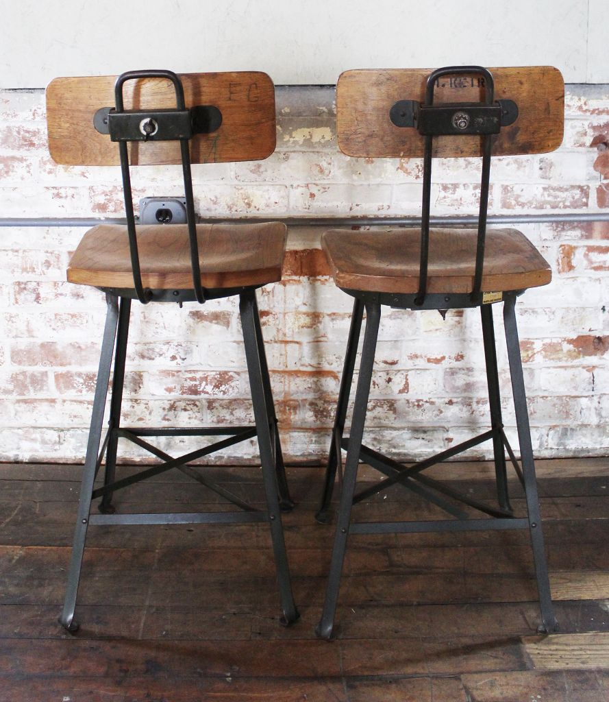 Vintage Industrial Bar Stools Wood and Metal Bar Stools - Pair ... - ... Vintage Industrial Bar Stools Wood Metal Adjustable Getbackinc ...