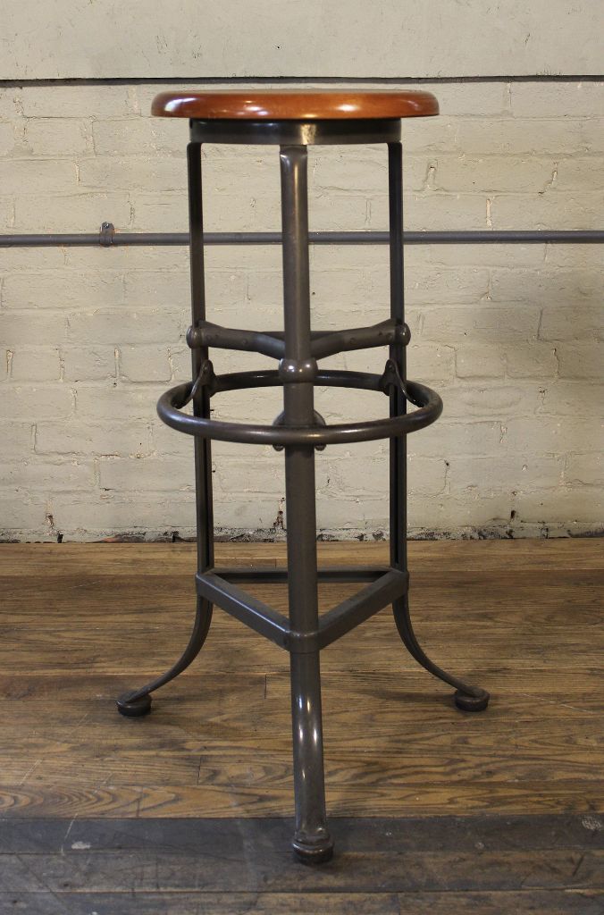 Wood and Metal Adjustable Vintage Industrial Bar Shop Backless ... - Wood and Metal Adjustable Vintage Industrial Bar Shop Backless Stool